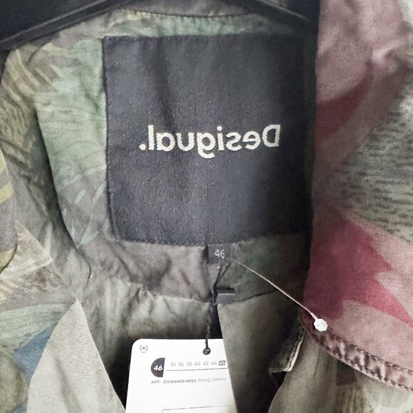 Desigual Army Green Floral Belted Casual Jacket 46/M - Picture 5 of 7